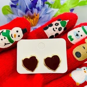 Heart Shape Earrings Wine-Red ❤️ studs
